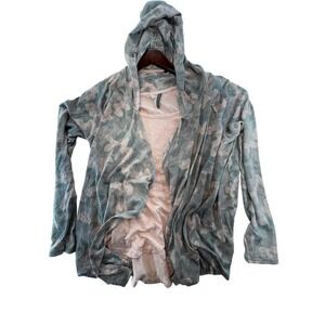 Jaclyn Intimates Camo Hoodie Cardigan Set Open Front Lightweight Womens L